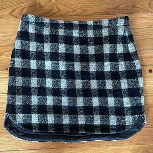 Madewell Wool Knit Blackwatch Plaid Grey Black Shirttail Skirt Women 6 Lined